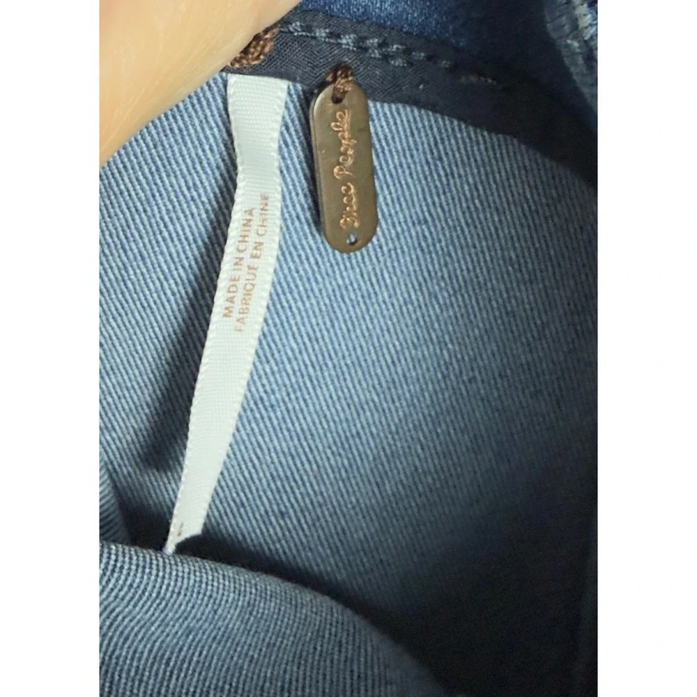 Free People Denim Mini Skirt Blue A-Line Seamed Back Zip Womens Size 4